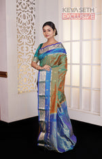 Load image into Gallery viewer, Mehendi Green Double Tone Pure Silk Kanjivaram Saree - Keya Seth Exclusive
