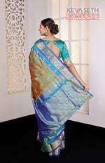 Load image into Gallery viewer, Mehendi Green Double Tone Pure Silk Kanjivaram Saree - Keya Seth Exclusive
