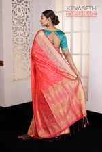 Load image into Gallery viewer, Peach Arani Silk Saree - Keya Seth Exclusive
