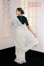 Load image into Gallery viewer, Pastel Green Fancy Organza Saree - Keya Seth Exclusive