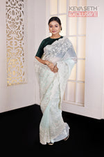 Load image into Gallery viewer, Pastel Blue Fancy Organza Saree - Keya Seth Exclusive
