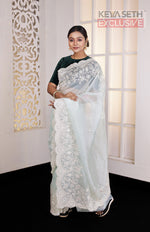 Load image into Gallery viewer, Pastel Blue Fancy Organza Saree - Keya Seth Exclusive