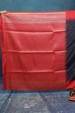 Load image into Gallery viewer, Black Dupion Silk Saree with Red Border - Keya Seth Exclusive