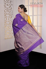 Load image into Gallery viewer, Purple Borderless Kanjivaram Silk Saree - Keya Seth Exclusive
