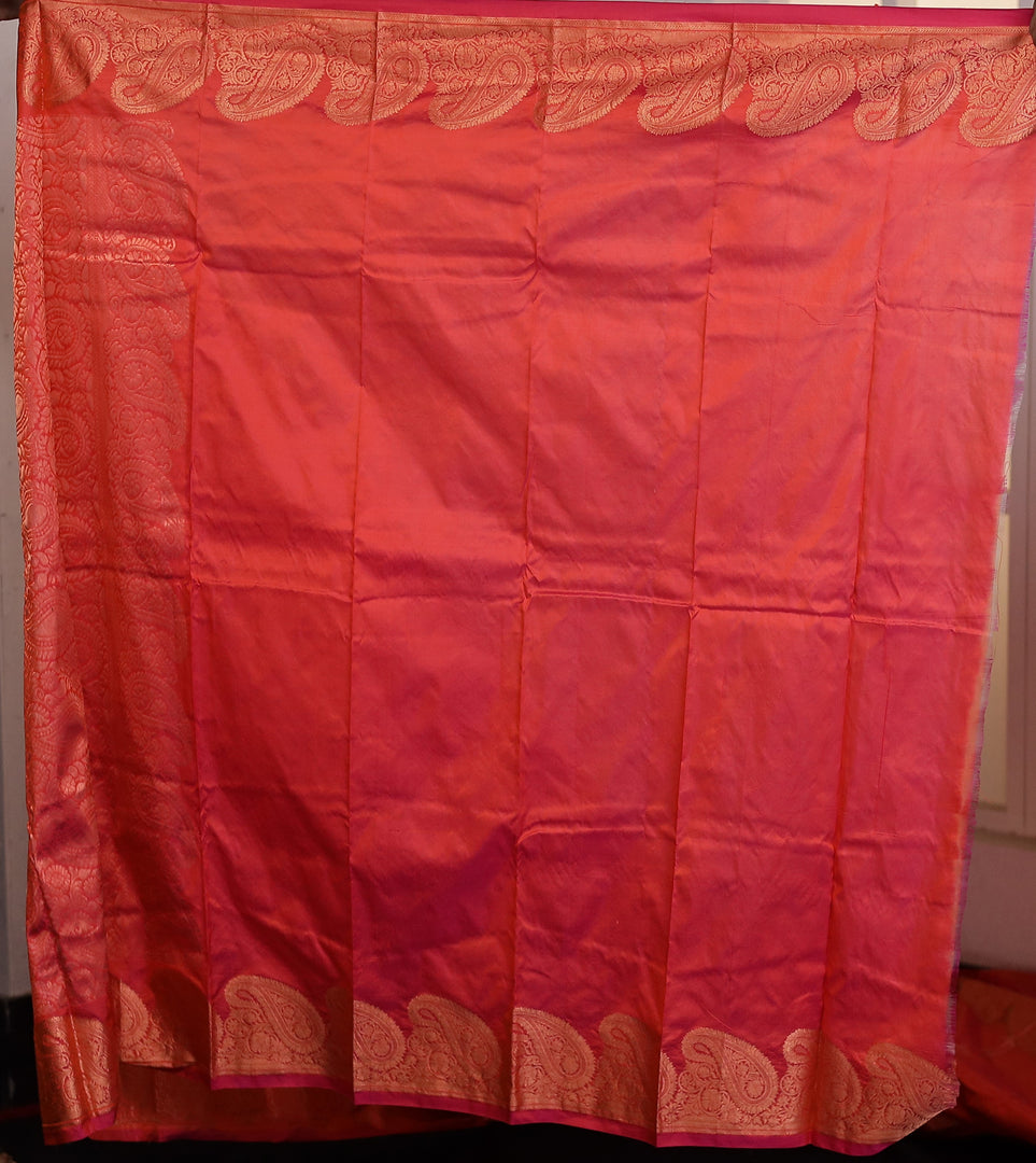 Coral Pink Pure Silk Kanjivaram Saree - Keya Seth Exclusive