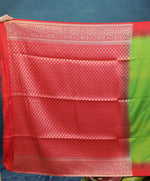 Load image into Gallery viewer, Light Green Dupion Silk Saree with Red Border - Keya Seth Exclusive
