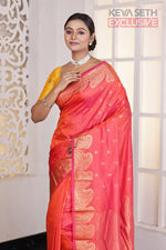 Load image into Gallery viewer, Coral Pink Pure Silk Kanjivaram Saree - Keya Seth Exclusive