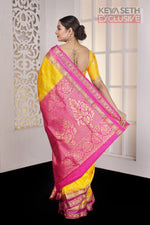 Load image into Gallery viewer, Yellow Pink Pure Silk Kanjivaram Saree - Keya Seth Exclusive