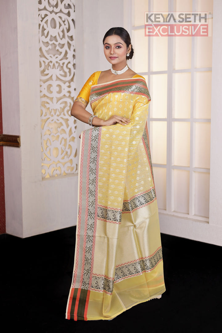 Yellow Soft Tissue Saree - Keya Seth Exclusive