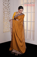 Load image into Gallery viewer, Mustard Yellow Chiniya Silk Saree - Keya Seth Exclusive

