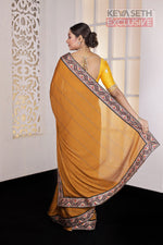 Load image into Gallery viewer, Mustard Yellow Chiniya Silk Saree - Keya Seth Exclusive