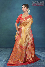 Load image into Gallery viewer, Golden and Red Dola Silk Saree - Keya Seth Exclusive