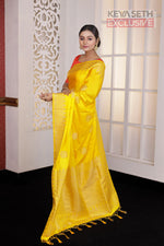 Load image into Gallery viewer, Yellow Satin Silk Saree - Keya Seth Exclusive