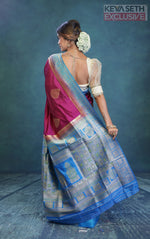 Load image into Gallery viewer, Magenta and Blue Dola Silk Saree - Keya Seth Exclusive