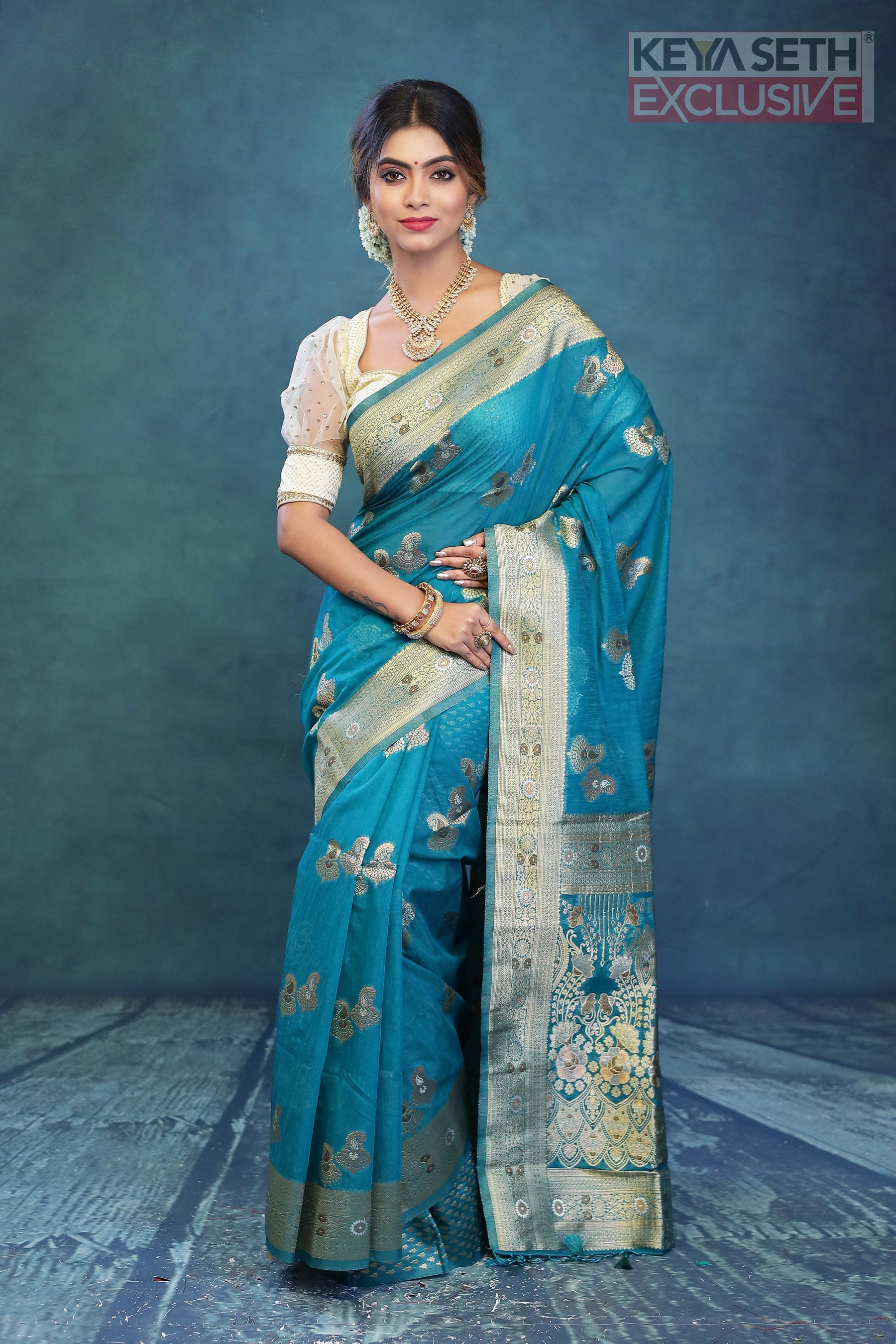 Designer Rama Green Art Silk Saree - Keya Seth Exclusive