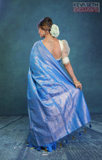Load image into Gallery viewer, Blue Dola Silk Saree with Golden Zari - Keya Seth Exclusive
