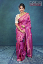 Load image into Gallery viewer, Magenta Dola Silk Saree with Golden Zari - Keya Seth Exclusive