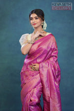 Load image into Gallery viewer, Magenta Dola Silk Saree with Golden Zari - Keya Seth Exclusive