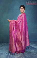 Load image into Gallery viewer, Magenta Dola Silk Saree with Golden Zari - Keya Seth Exclusive
