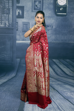 Load image into Gallery viewer, Bright Maroon Banarasi Saree with Minakari Work - Keya Seth Exclusive