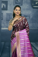 Load image into Gallery viewer, Magenta and Lavender Semi Katan Silk Saree - Keya Seth Exclusive