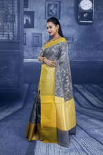 Load image into Gallery viewer, Grey and Yellow Soft Tissue Saree - Keya Seth Exclusive
