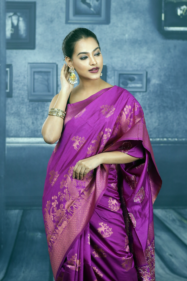 Magenta Soft Arani Silk Saree - Keya Seth Exclusive