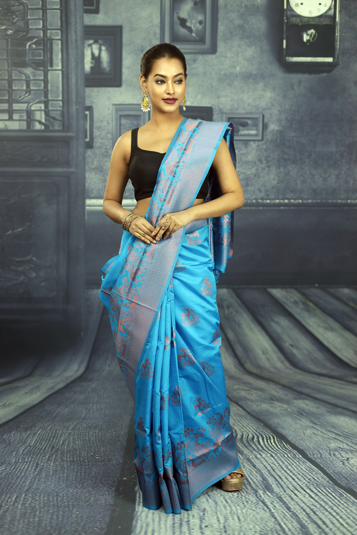 Blue Soft Arani Silk Saree - Keya Seth Exclusive