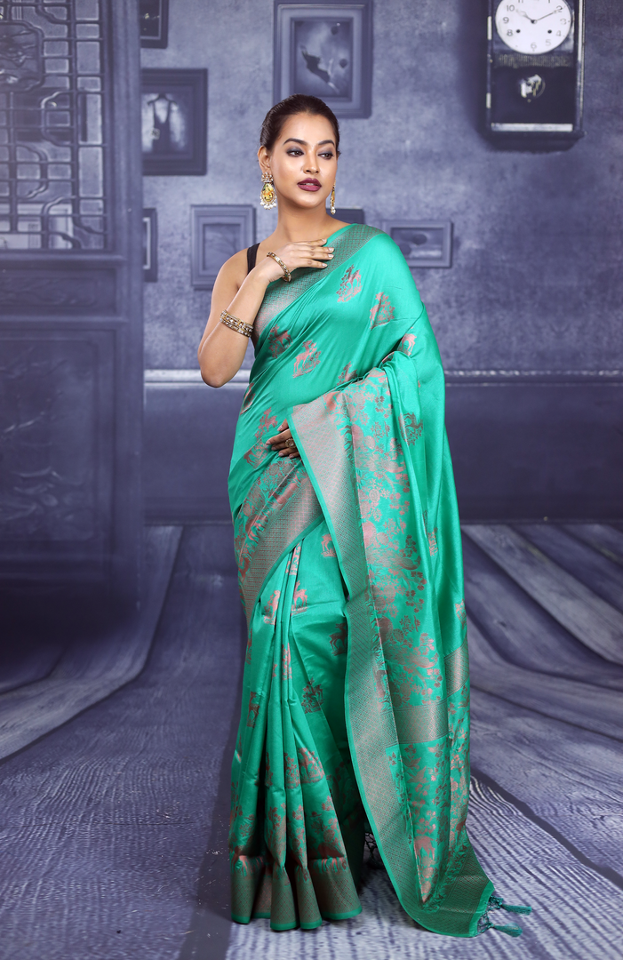 Green Soft Arani Silk Saree - Keya Seth Exclusive