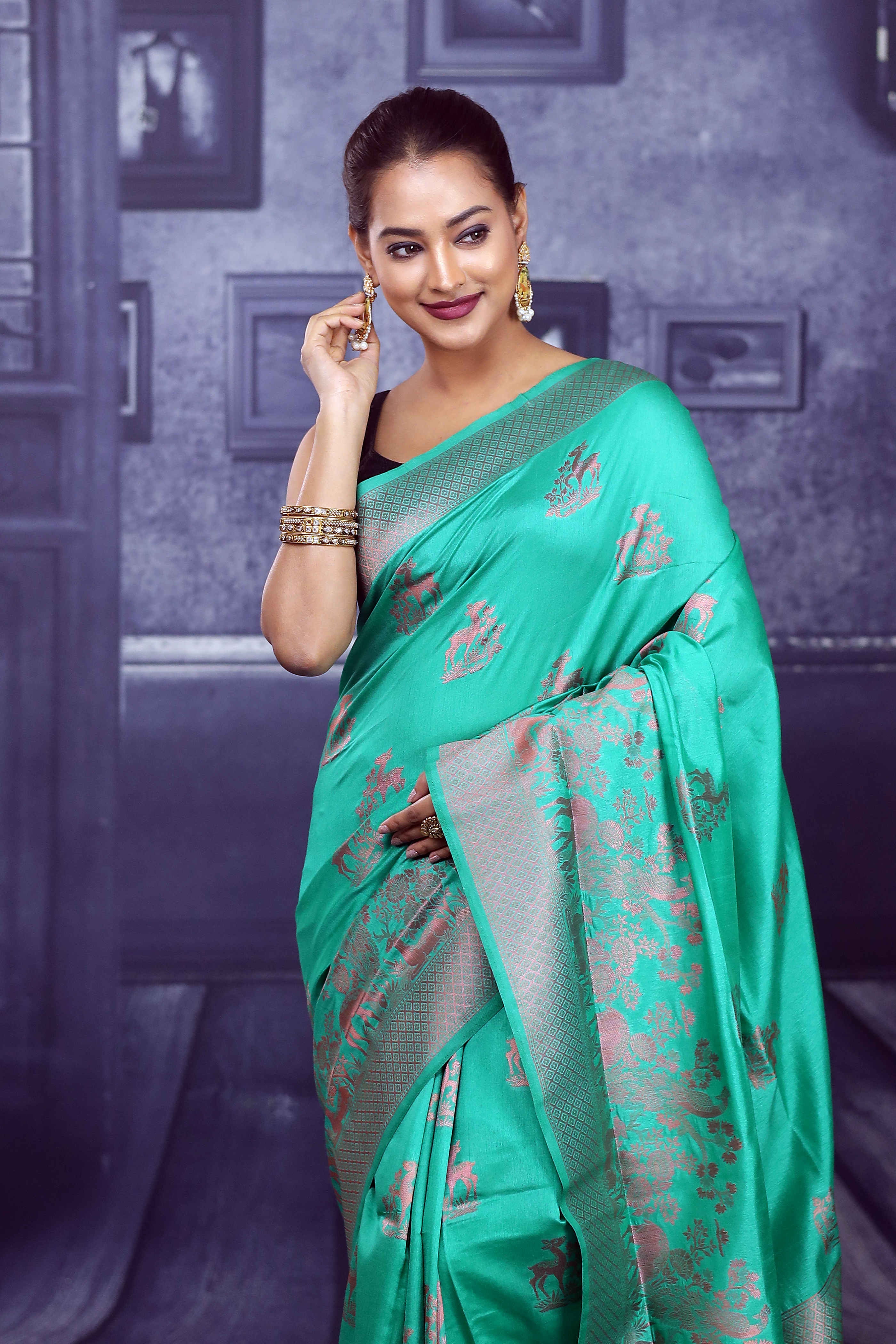 Green Soft Arani Silk Saree - Keya Seth Exclusive