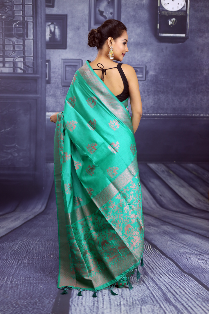 Green Soft Arani Silk Saree - Keya Seth Exclusive