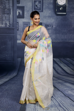 Load image into Gallery viewer, Off-white Floral Handloom Saree - Keya Seth Exclusive