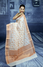 Load image into Gallery viewer, Breathable White and Copper Cotton Saree - Keya Seth Exclusive