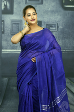 Load image into Gallery viewer, Navy blue Linen Handloom Saree - Keya Seth Exclusive