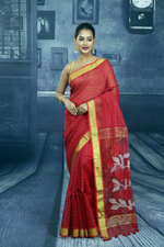 Load image into Gallery viewer, Red Checker Linen Handloom Saree - Keya Seth Exclusive