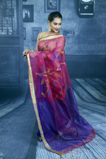 Load image into Gallery viewer, Pink and Purple Half and Half Handloom Saree - Keya Seth Exclusive
