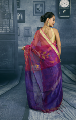 Load image into Gallery viewer, Pink and Purple Half and Half Handloom Saree - Keya Seth Exclusive