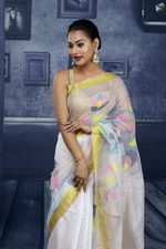 Load image into Gallery viewer, Off-white Floral Handloom Saree - Keya Seth Exclusive