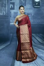 Load image into Gallery viewer, Maroon Mahapar Chanderi Saree - Keya Seth Exclusive