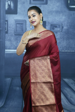 Load image into Gallery viewer, Maroon Mahapar Chanderi Saree - Keya Seth Exclusive
