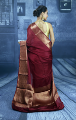 Load image into Gallery viewer, Maroon Mahapar Chanderi Saree - Keya Seth Exclusive