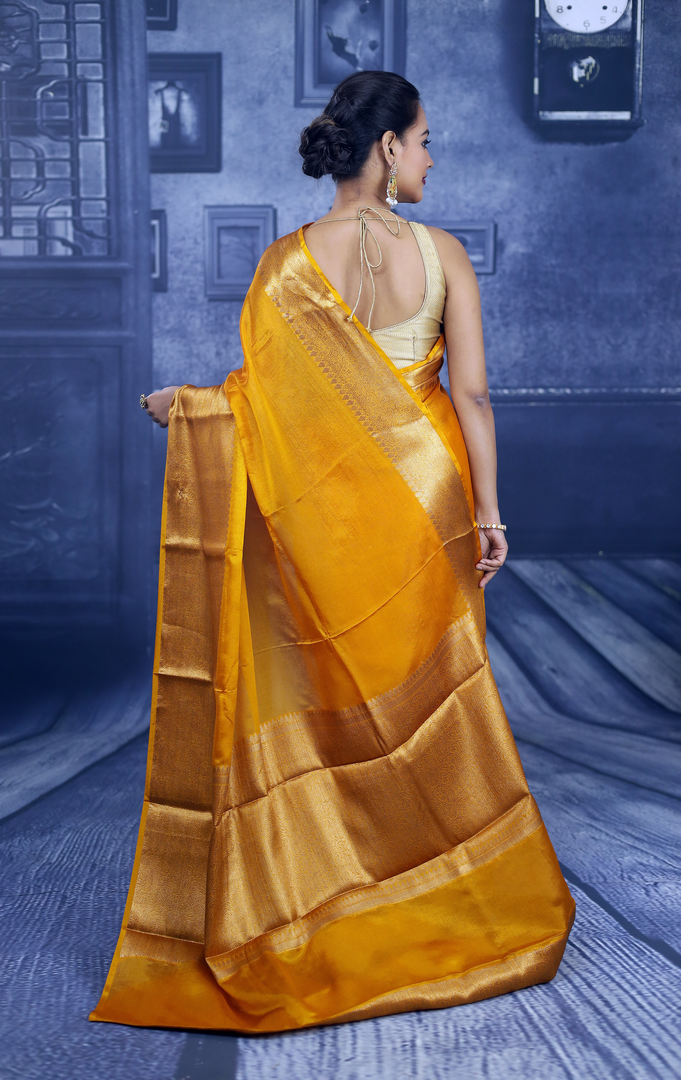 Yellow Mahapar Chanderi Saree - Keya Seth Exclusive