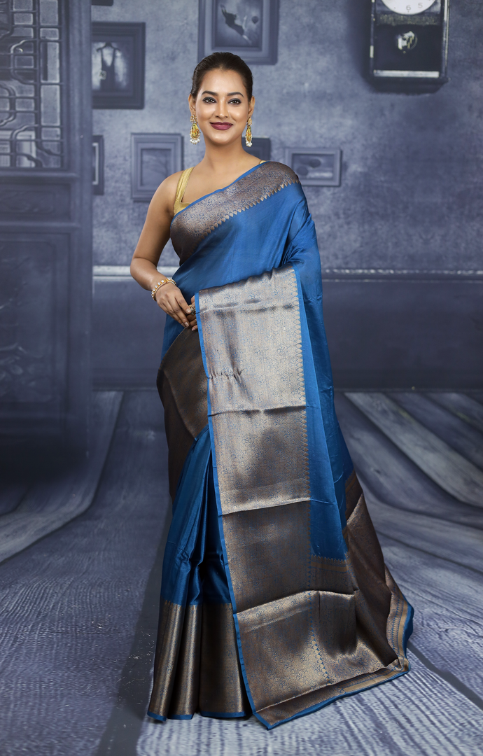 Blue Mahapar Chanderi Saree - Keya Seth Exclusive