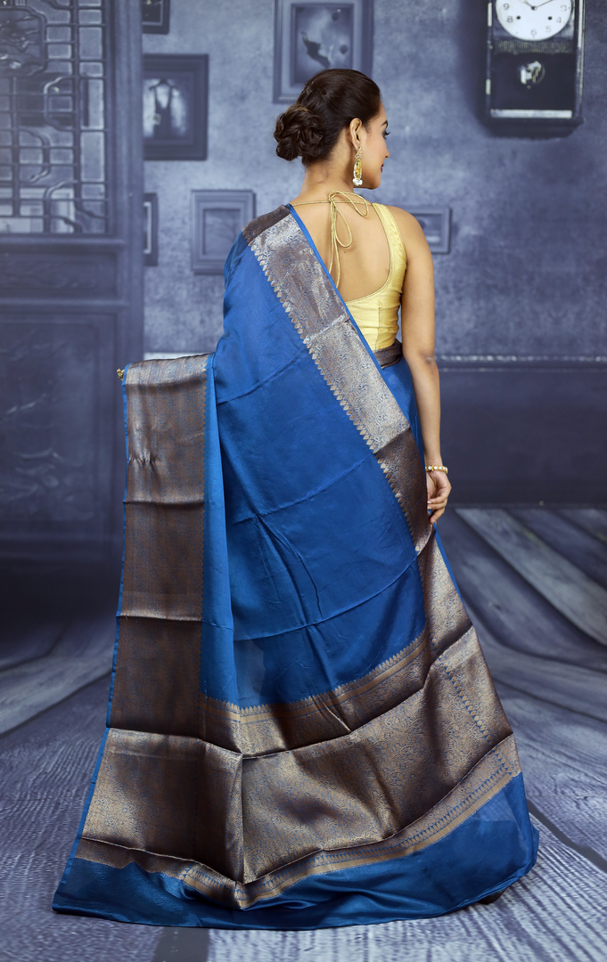 Blue Mahapar Chanderi Saree - Keya Seth Exclusive