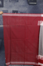 Load image into Gallery viewer, Grey and Red Cotton Ikkat Saree - Keya Seth Exclusive