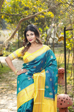 Load image into Gallery viewer, Dual Tone Rama Green Pure Kanjivaram Silk Saree - Keya Seth Exclusive