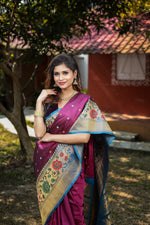 Load image into Gallery viewer, Magenta Pure Gadwal Saree - Keya Seth Exclusive
