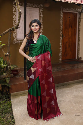 Emerald Green Bangalore Silk Saree - Keya Seth Exclusive