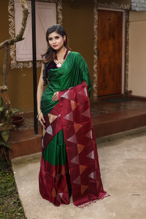 Emerald Green Bangalore Silk Saree - Keya Seth Exclusive