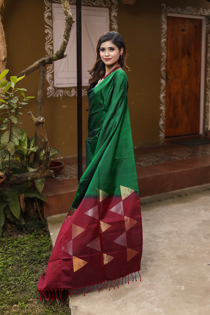 Emerald Green Bangalore Silk Saree - Keya Seth Exclusive